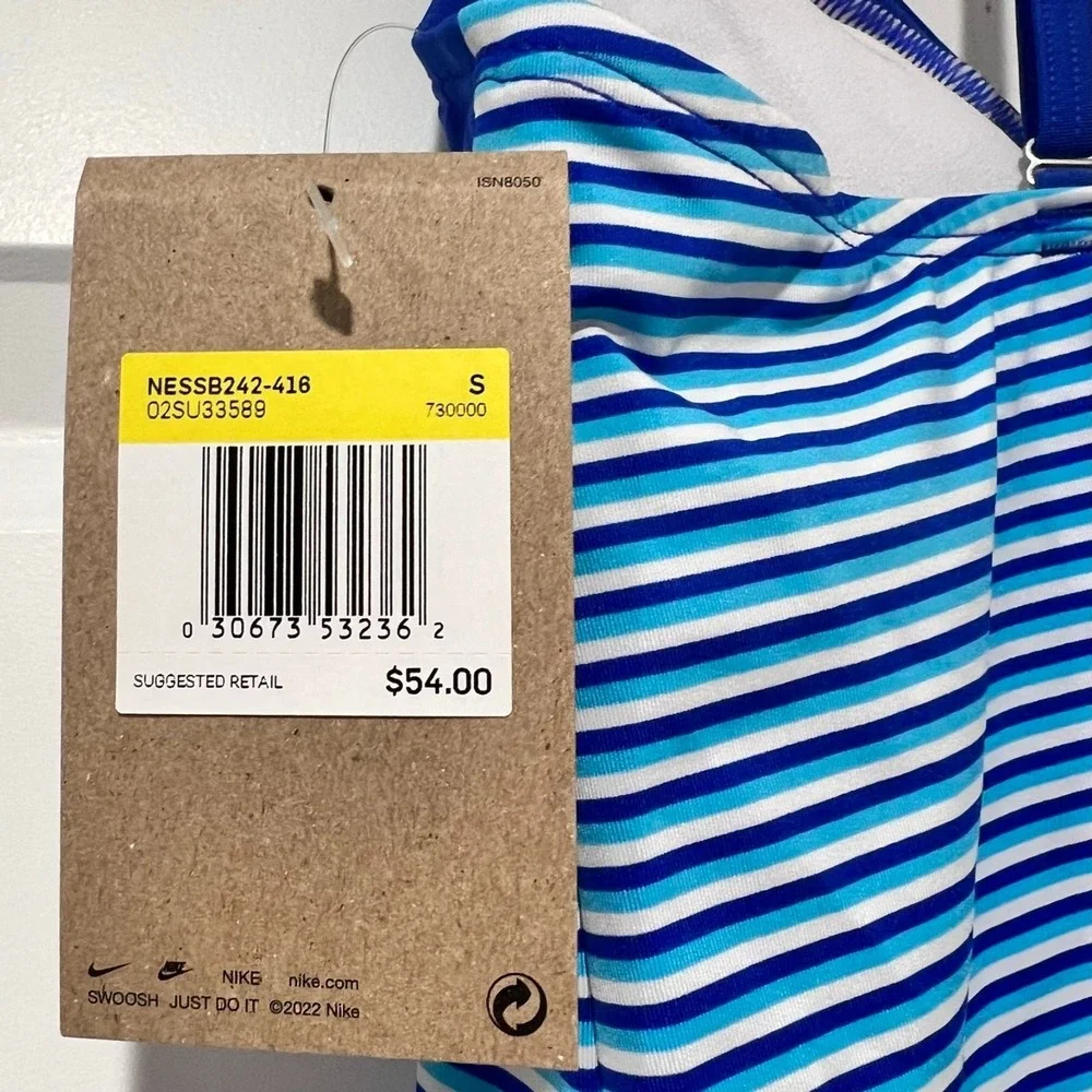 Nike Stripe V- Neck Tankini Blue‎ S
